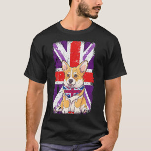 Platinum Jubilee 2022 Corgi Puppy & Union Jack For T-Shirt