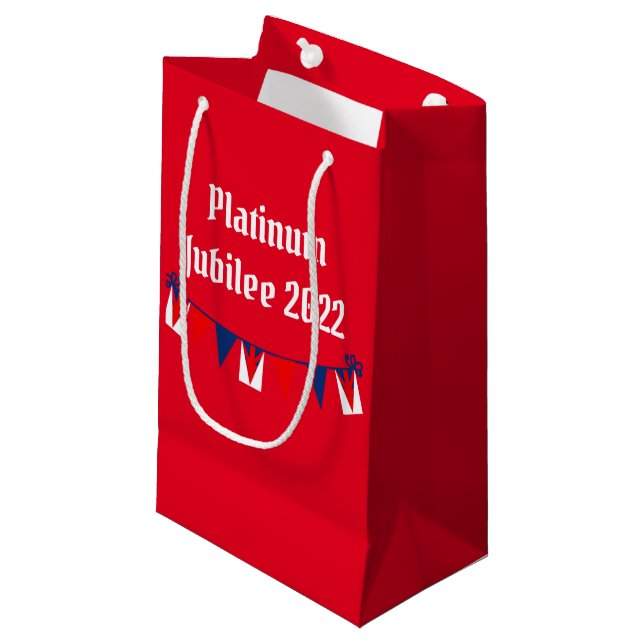 Platinum Jubilee 2022 Red  Small Gift Bag (Front Angled)