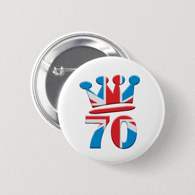 Platinum Jubilee Queen Elizabeth 70 years 6 Cm Round Badge (Front & Back)