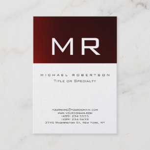 Platinum Monogram Red Striped Clean Business Card