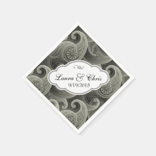 Platinum Paisley Elegant Wedding Personalised Napkin