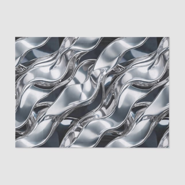 Platinum Shine Pattern – Luxury Metallic Silver Ab Tissue Paper (Front)