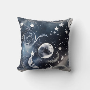 Platinum Silver Celestial Moon Pillow