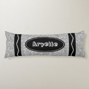 Platinum Silver Glitter Crayon Body Pillow + Name