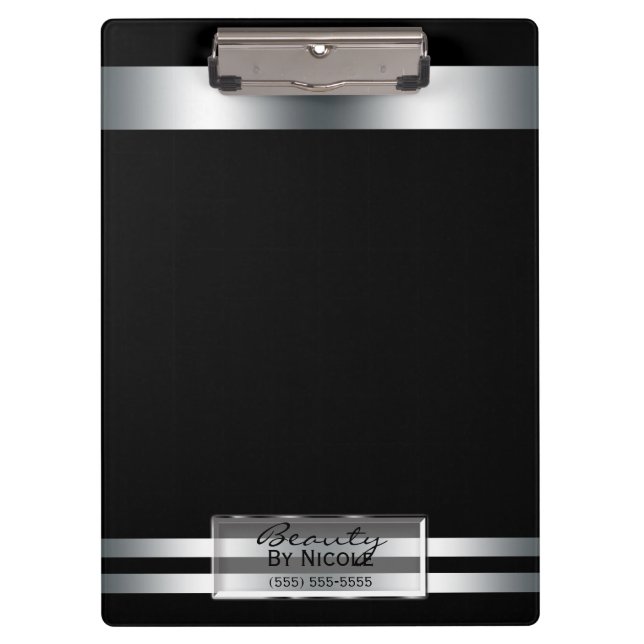 Platinum Silver Shine Elegant Glam Personalised Clipboard (Front)