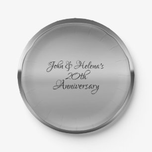 Platinum Silver Shine Personalised Custom Party Paper Plate