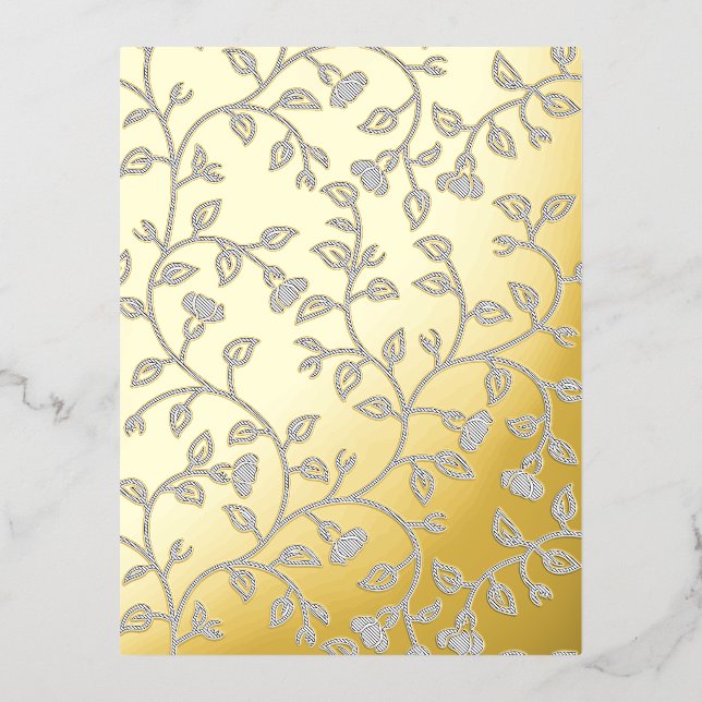 Platinum, Snow Drift, Star Dust decorative Design. Foil Holiday Postcard (Front)