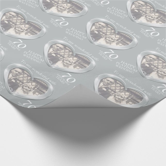 Platinum wedding anniversary photo wife wrap wrapping paper (Corner)