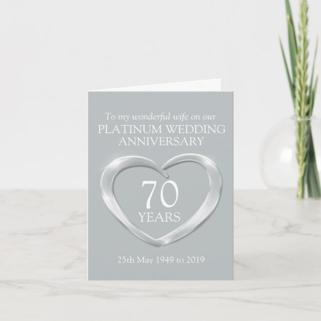 Platinum wedding anniversary wife card (Front)