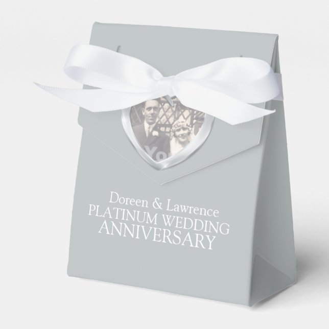 Platinum wedding heart photo thank you favour box (Front Side)