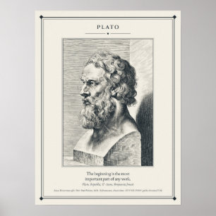 Plato Engraved Bust The Beginning of Any Work Poster