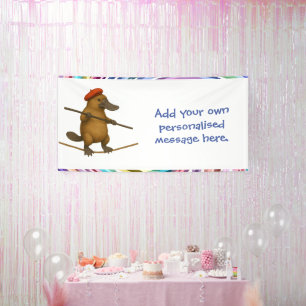 Plato platypus tightrope walker banner