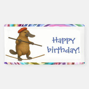 Plato platypus tightrope walker banner