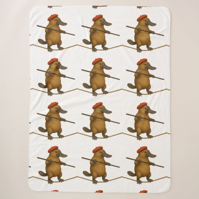 Plato platypus tightrope walker sherpa blanket (Front)