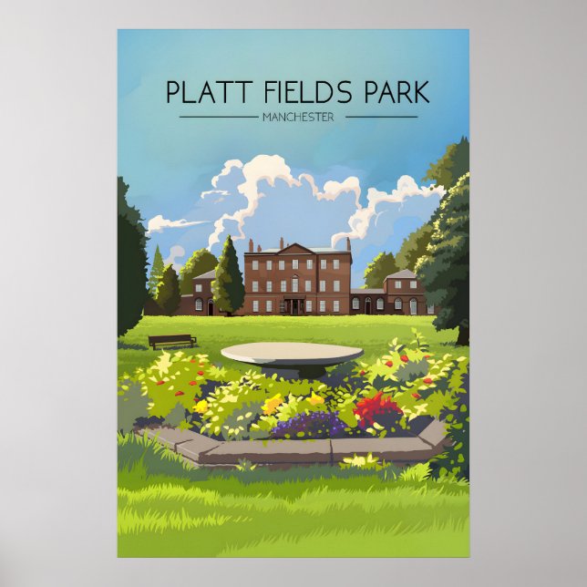 Platt Fields Park Manchester Travel Poster (Front)
