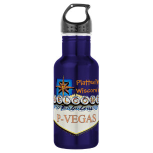 Platteville, Wisconsin P-Vegas Water Bottles