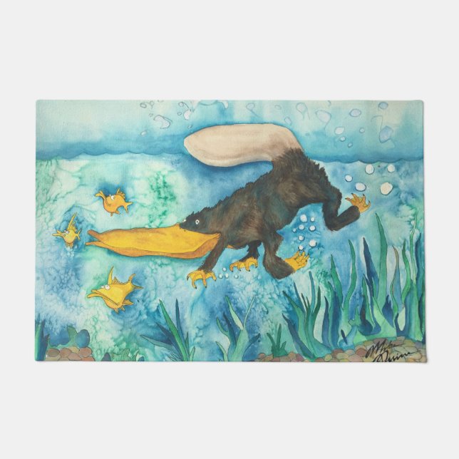 "Platty" the Platypus by Mike Quinn Doormat (Front)