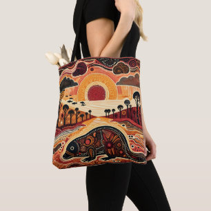 Platypus Aboriginal Art style Colorful wildlife Tote Bag