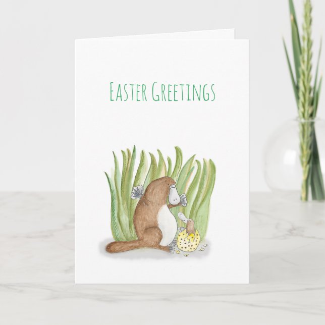 Platypus and egg Easter card (Front)