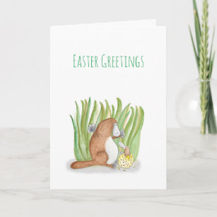 Platypus and egg Easter card
