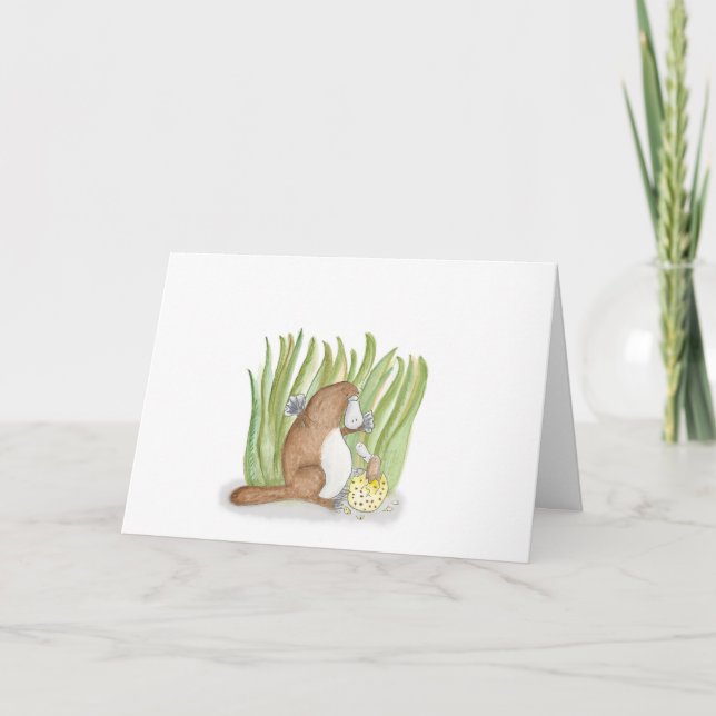 Platypus and egg Easter card (Front)