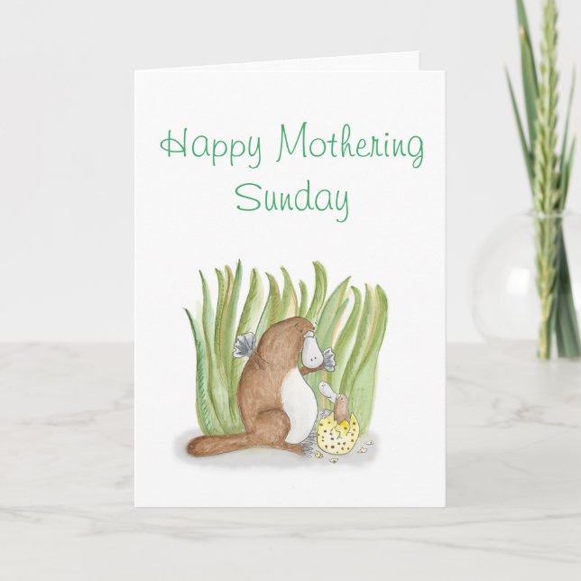 Platypus and egg Mothering Sunday card (Front)
