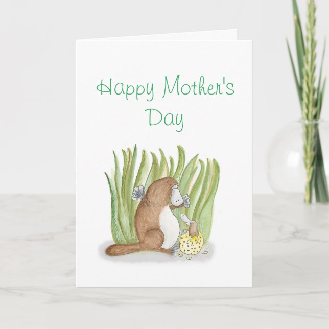 Platypus and egg Mother's Day card (Front)