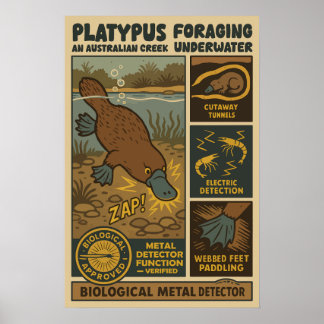 Platypus Biological Metal Detector Art Poster