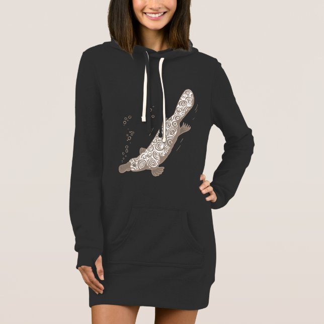 Platypus brown ladies diving t-shirt dress (Front)