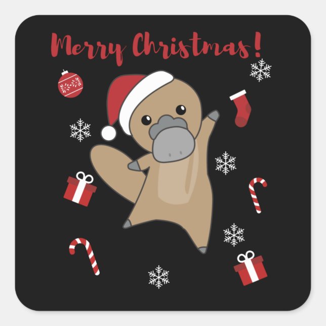 platypus Christmas Tabes Sweet Animals Square Sticker (Front)