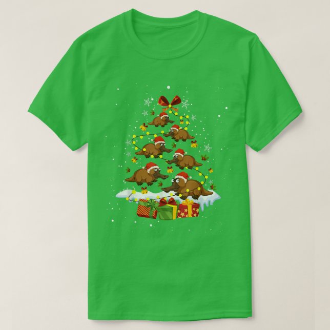 Platypus Christmas Tree Beaver Cute Funny  T-Shirt (Design Front)