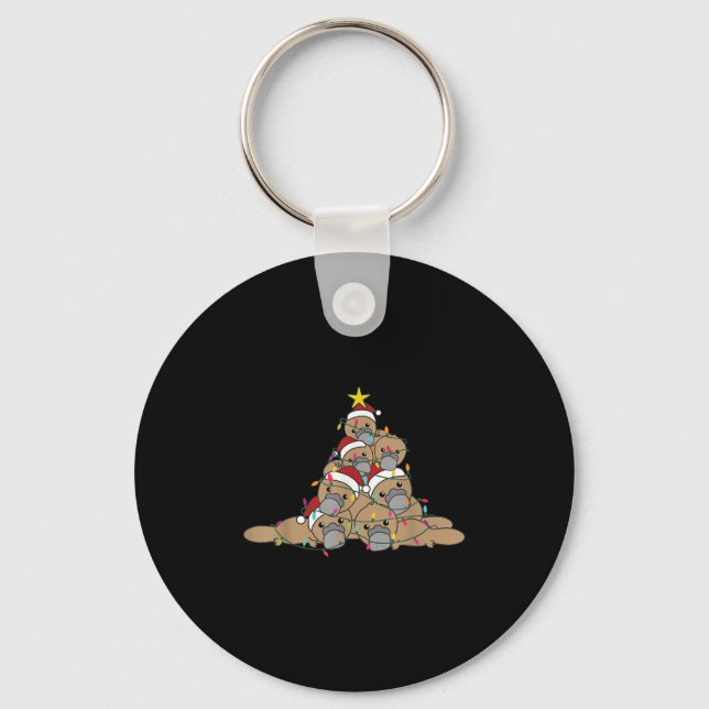 Platypus Christmas Tree Funny Christmas Animals  Key Ring (Front)