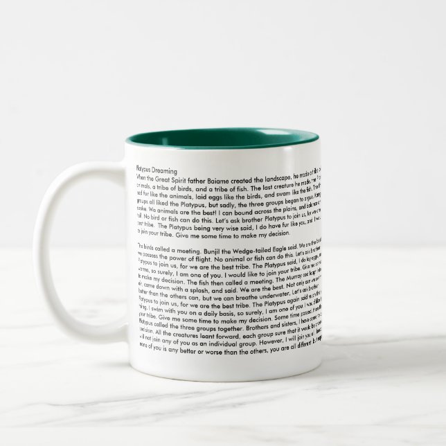 Platypus Dreaming with Dreamtime Story Two-Tone Coffee Mug (Left)