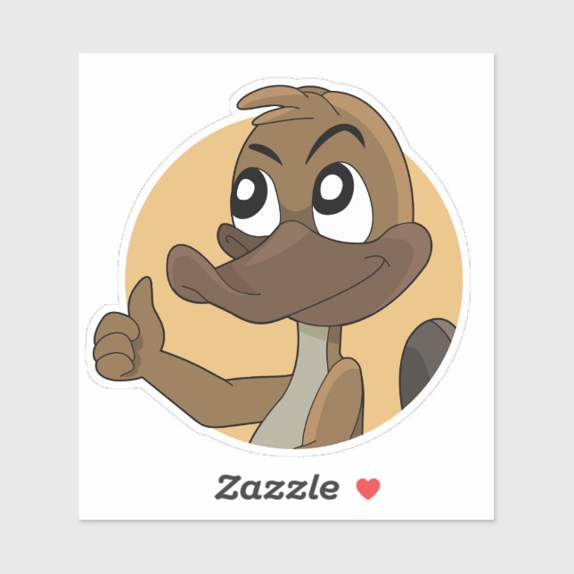 Platypus giving thumbs up Custom-Cut Vinyl Sticker (Sheet)