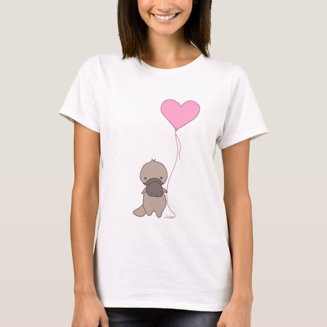 Platypus Holding Heart Balloon T-Shirt (Front)