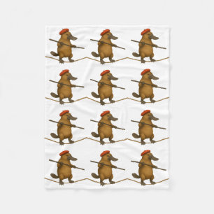 Platypus on a tightrope fleece blanket