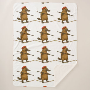 Platypus on a tightrope sherpa blanket