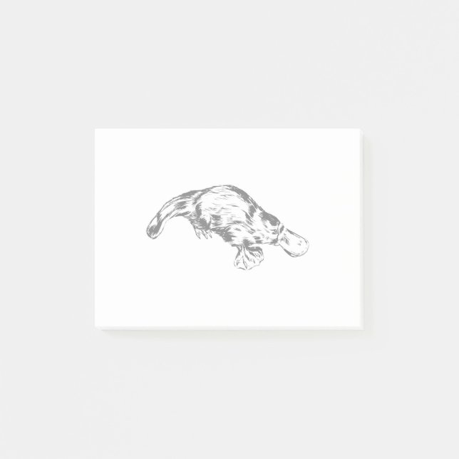 Platypus Realistic Black and White Illustration Post-it Notes (Front)
