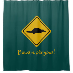 platypus road sign - shower curtain