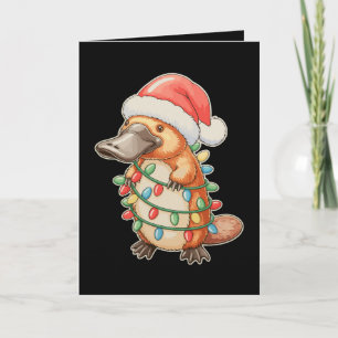 Platypus Santa Hat Christmas Lights Present Xmas Card