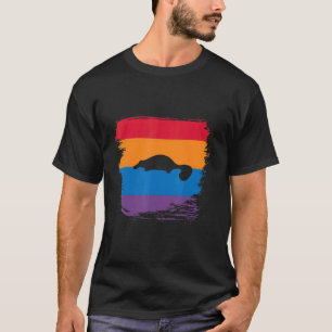 Platypus Shadow Silhouette With Colourful Flag T-Shirt