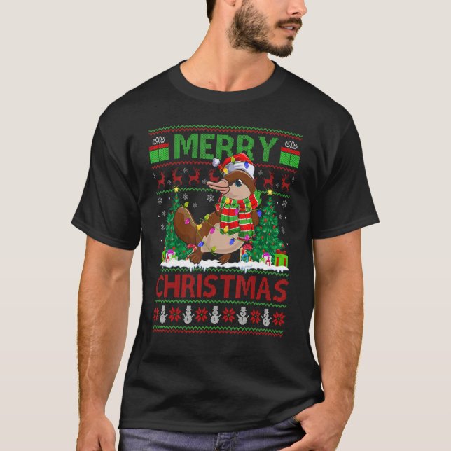 Platypus   Xmas Tree Ugly Santa Platypus Christmas T-Shirt (Front)
