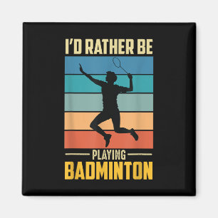 Play Badminton Shuttle Retro Badminton Player Game Magnet