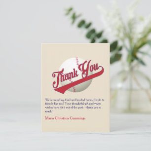 Play Ball Baseball Baby Shower Thank You Card