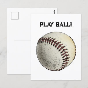 Play Ball Baseball Sketch – Batter Up Sports Postcard