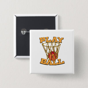 Play Ball Basketball. 15 Cm Square Badge