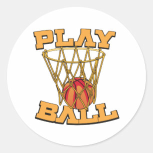 Play Ball Basketball. Classic Round Sticker