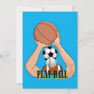 Play Ball Games sports athletics exercise Art  Holiday Card