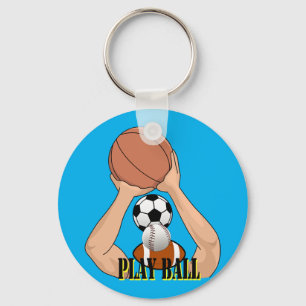 Play Ball Games sports athletics exercise Art Key Ring