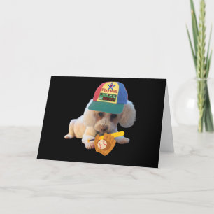 Play Ball Poodle Greeting Card